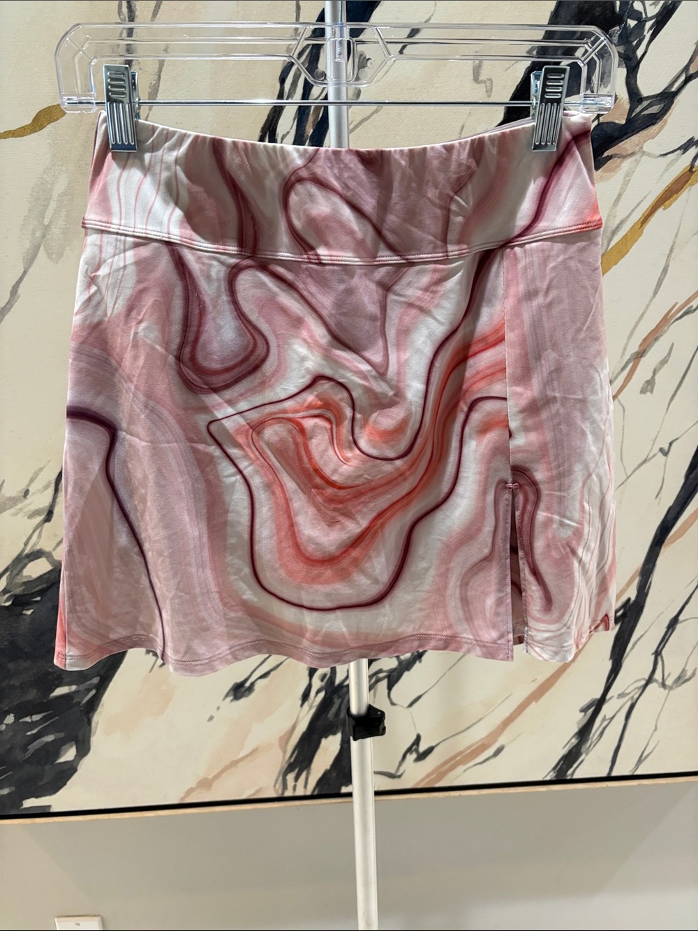 Pink Swirl-Print Mini Skirt